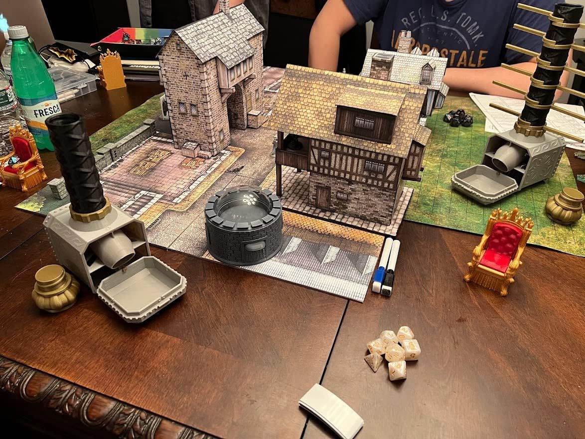 Hammer Dice Tower - (Random 7PCS D20 Dice Set Included) - DiceHolder - DiceRoller - Tabletop RPG Accessory - DND - D&D