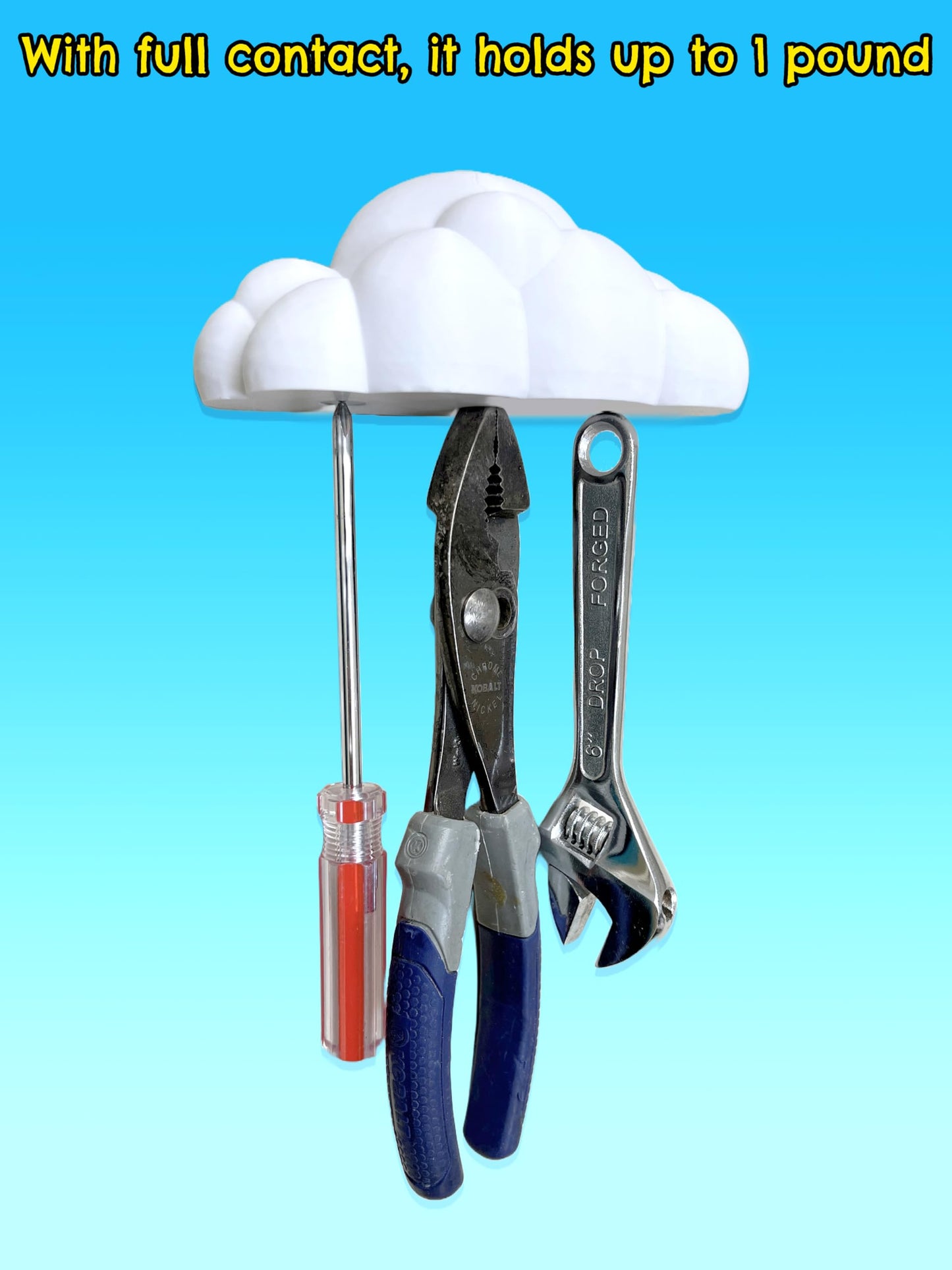Magnetic Cloud Wall Mount Key Holder, Holds 3 Key Sets, Adhesive for Wall Included, Strong Magnets