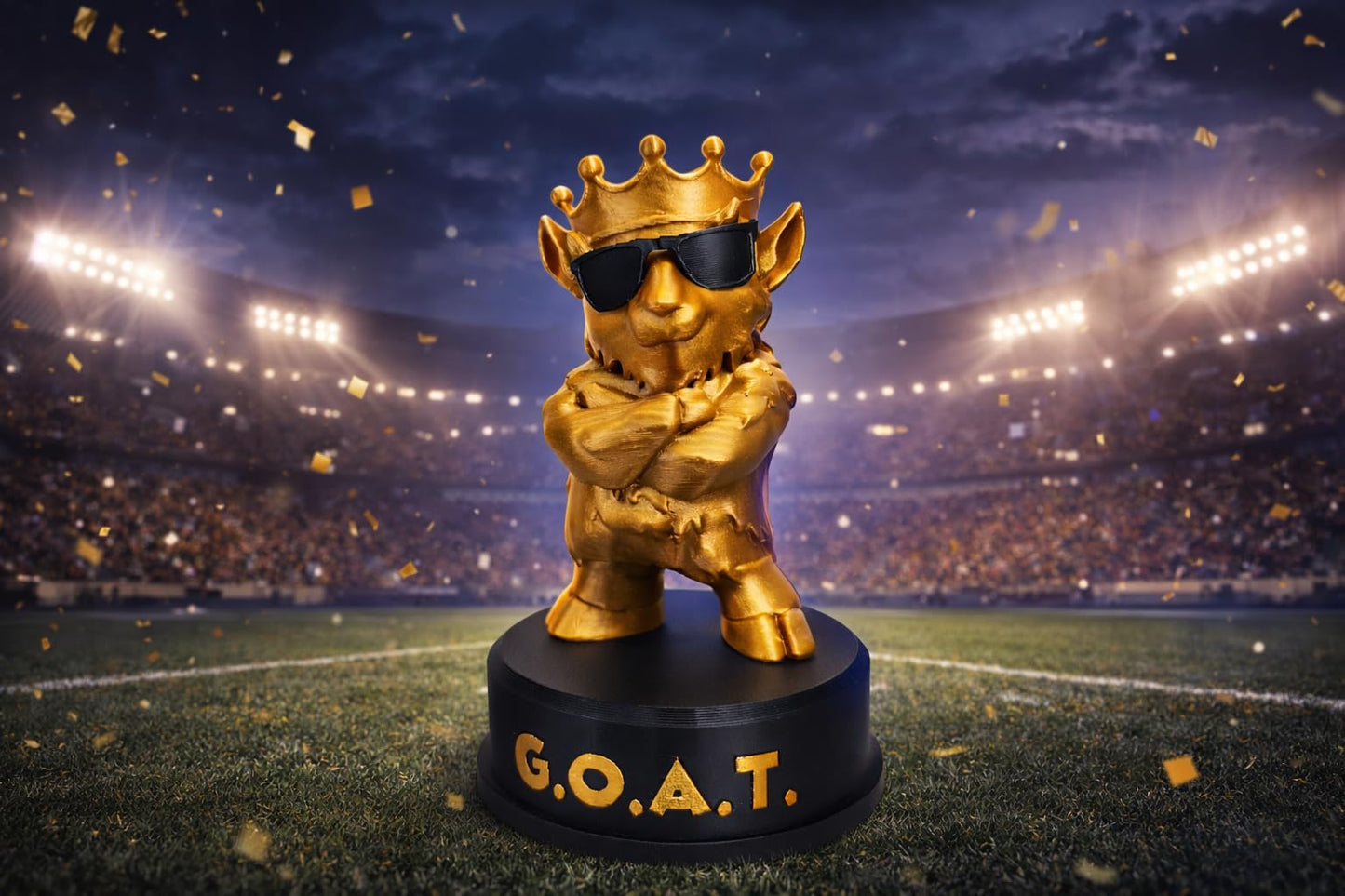 6 Inch Goat Trophy - Greatest of All Time Trophy - Funny Novelty Meme Award - Plastic Trophy for Gifts and Laughs