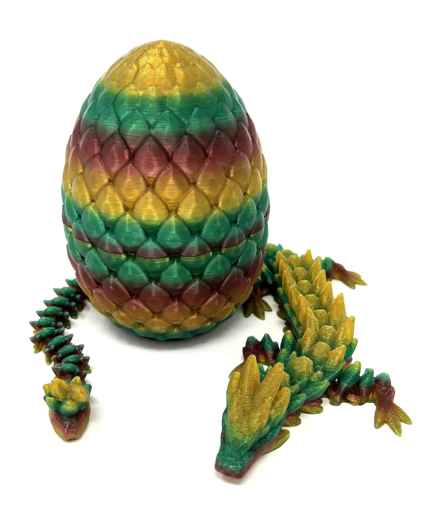 Small 12" Crystal Dragon Fidget Toy with Surprise Egg - Heavy Duty - 3D Printed Flexible Articulating Plastic Collectible Figurine - (Autumn)