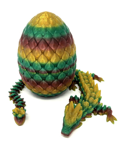 Small 12" Crystal Dragon Fidget Toy with Surprise Egg - Heavy Duty - 3D Printed Flexible Articulating Plastic Collectible Figurine - (Autumn)
