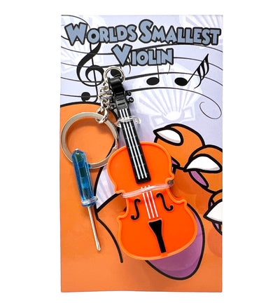 With Hand Display - Original World's Smallest Violin Toy Keychain With Playable Sad Music - Mini Tiny Violin Keychain with Sound - Meme - Novelty - Funny - Joke - Gift