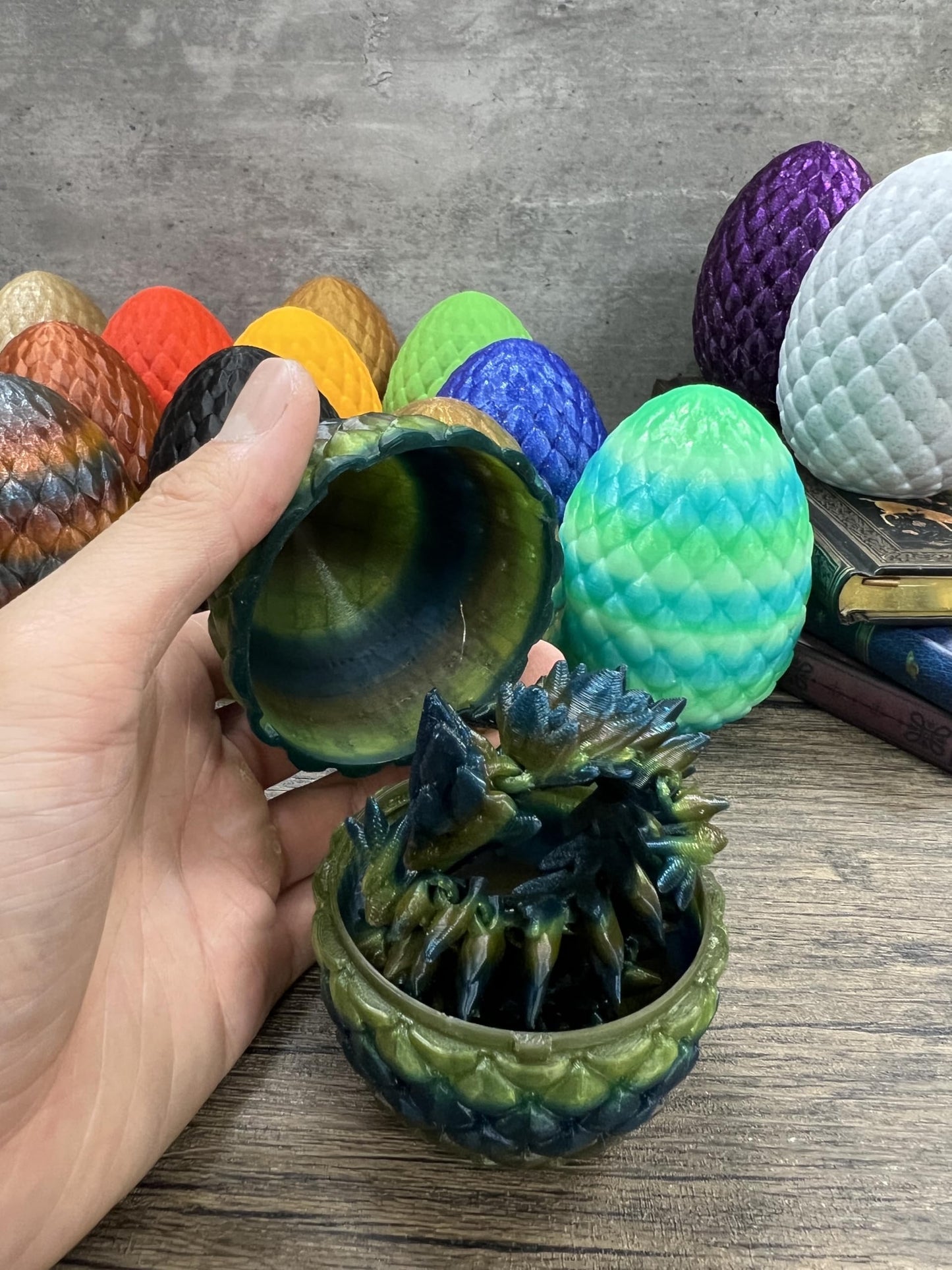 Small 12" Crystal Dragon Fidget Toy with Surprise Egg - Heavy Duty - 3D Printed Flexible Articulating Plastic Collectible Figurine - (Autumn)
