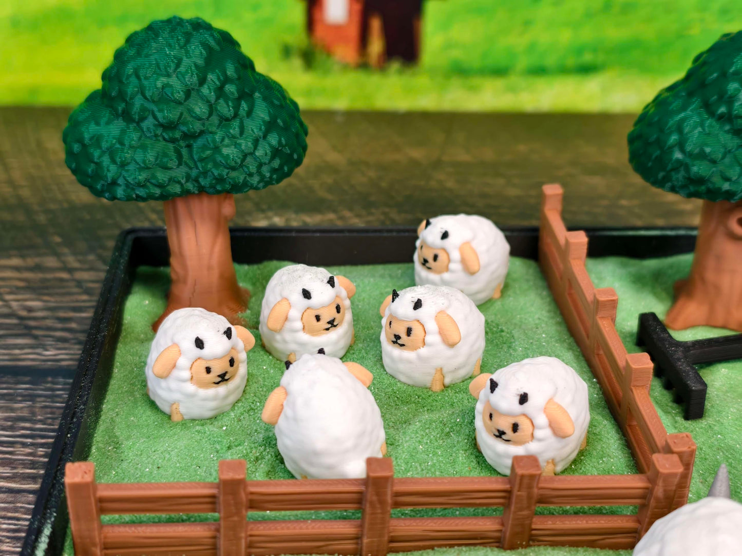 Sheep Herd Zen Garden - Made in USA - Large 7" x 7" - Fine Sand Included - Desk Accessory Box Garden - Funny Novelty Gift - Fidget Stress Relief