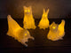 4 Pack Glowing Ghost Dog With LED Tea Lights - Includes Bunny & Cat - Halloween Home Decor - Office Desk - LED Night Light - Spooky
