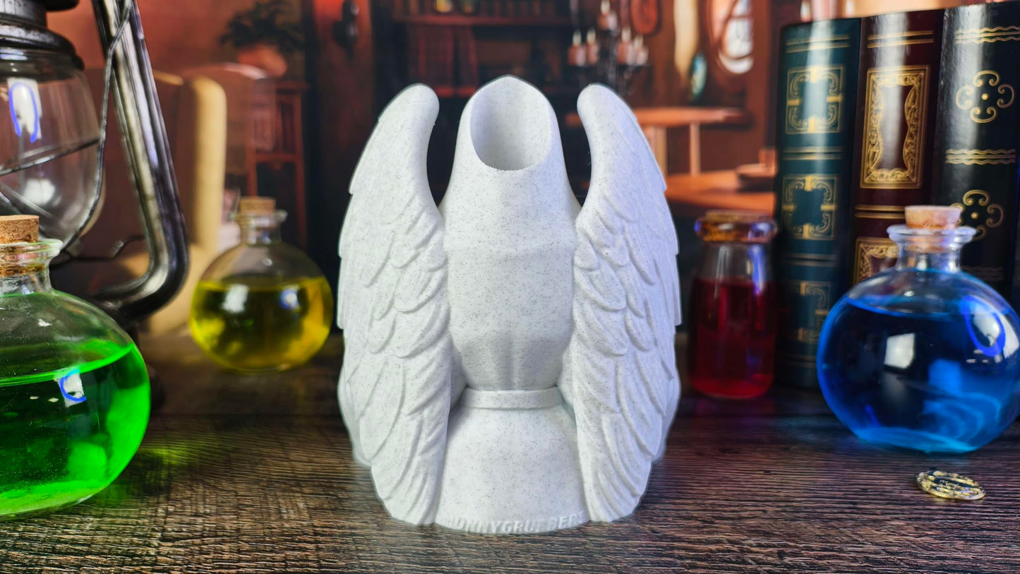 Blind Angel Dice Tower - Original Design - (Random 7PCS D20 Dice Set Included) - Tabletop Roleplaying Game - Dice Roller - Dungeons and Dragons - DND - D&D - (Marble)