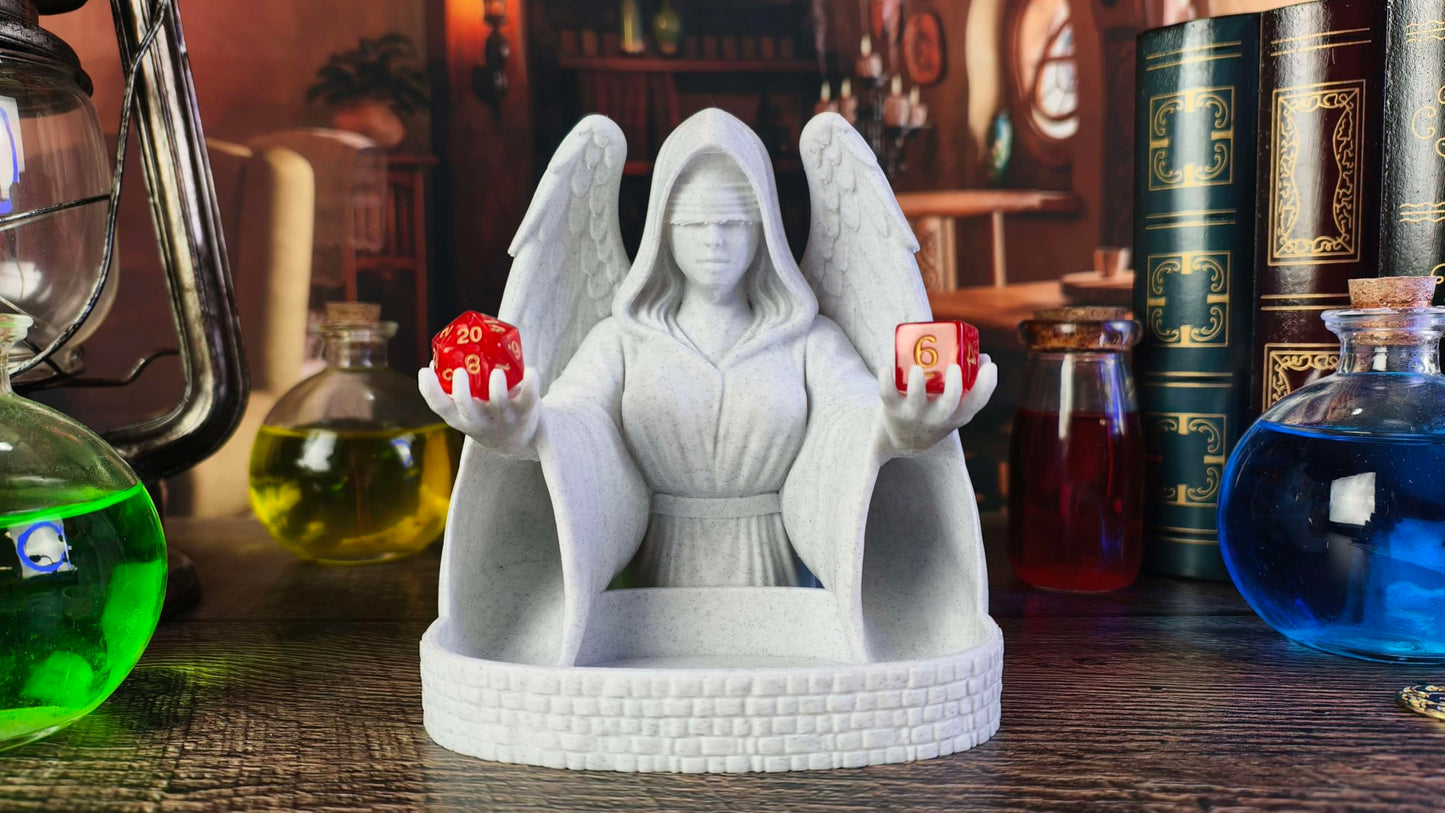 Blind Angel Dice Tower - Original Design - (Random 7PCS D20 Dice Set Included) - Tabletop Roleplaying Game - Dice Roller - Dungeons and Dragons - DND - D&D - (Marble)