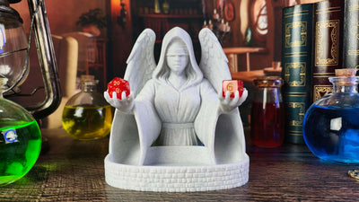 Blind Angel Dice Tower - Original Design - (Random 7PCS D20 Dice Set Included) - Tabletop Roleplaying Game - Dice Roller - Dungeons and Dragons - DND - D&D - (Marble)
