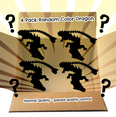 Random Color 4 Pack - Dragon Only - Small 12" Crystal Dragon Fidget Toy - No Surprise Egg - Heavy Duty - 3D Printed Flexible Articulating Plastic Collectible Figurine