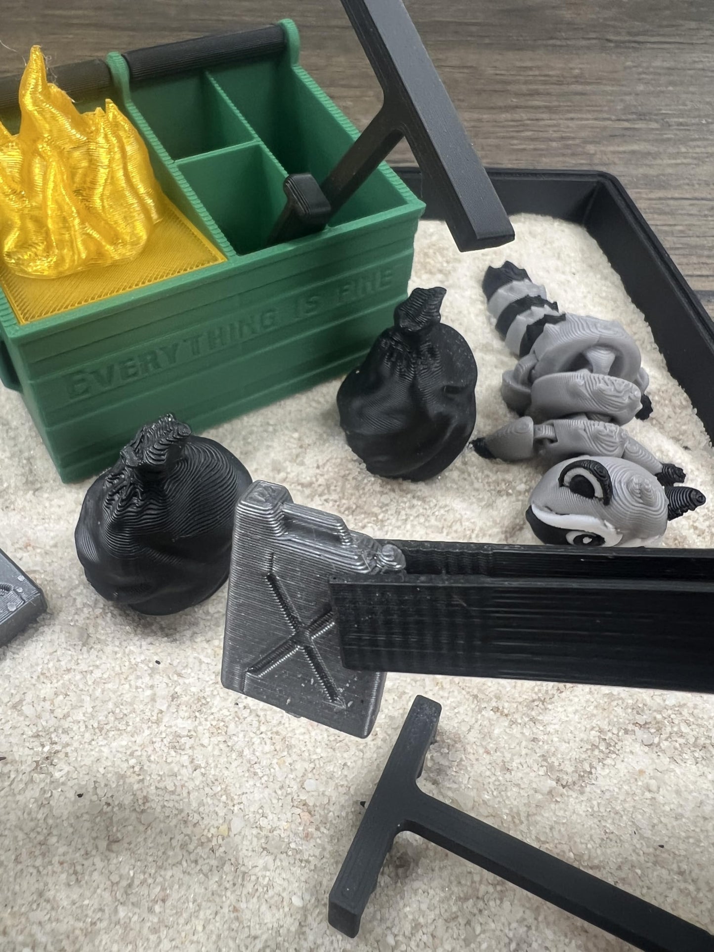 Dumpster Fire Zen Garden - Made in USA - Large 7" x 7" - Fine Sand Included - Desk Accessory Box Garden - Funny Novelty Gift - Fidget Stress Relief
