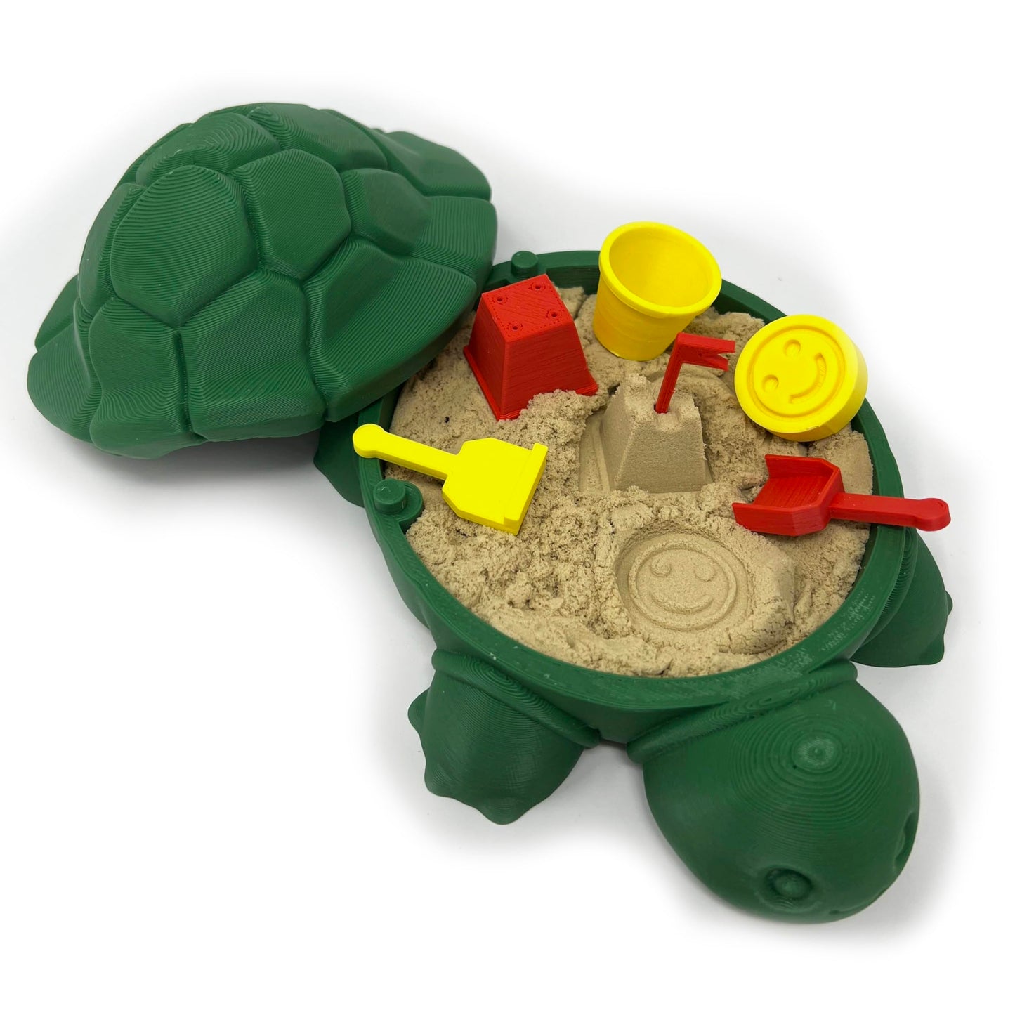Mini Desktop Turtle Sand Box - 6 x 6 in - Stress Relief - Made in USA - Includes Moldable Play Sand and Mini Tool - Novelty Gift - Desktop Decor - Zen Garden