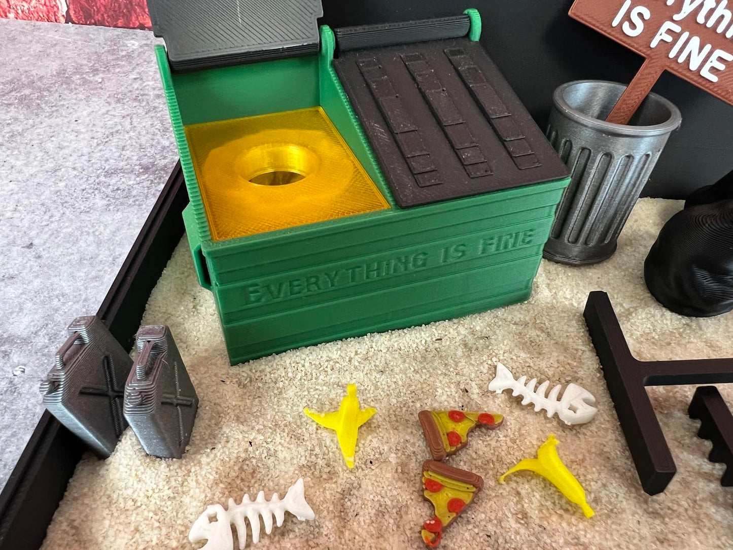 Deluxe Dumpster Fire Zen Garden - Made in USA - Large 7" x 7" - Fine Sand Included - Desk Accessory Box Garden - Funny Novelty Gift - Fidget Stress Relief