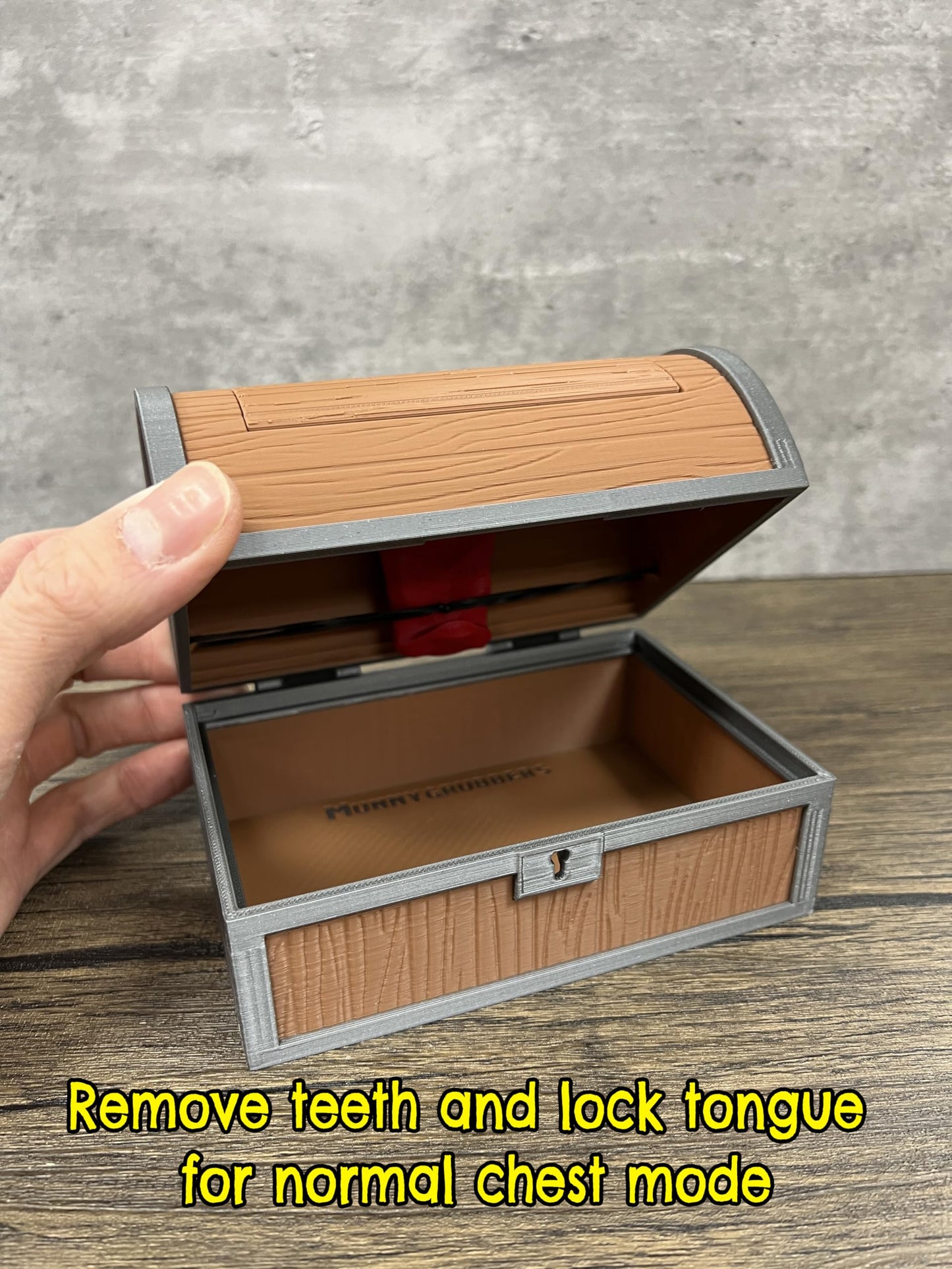 Surprise Mimic Chest - Dice Storage - Paintless Odorless - (Random 7pc D20 Dice Included) - Can hold up to 5 sets of dice - DnD -D&D - Dungeons and Dragons