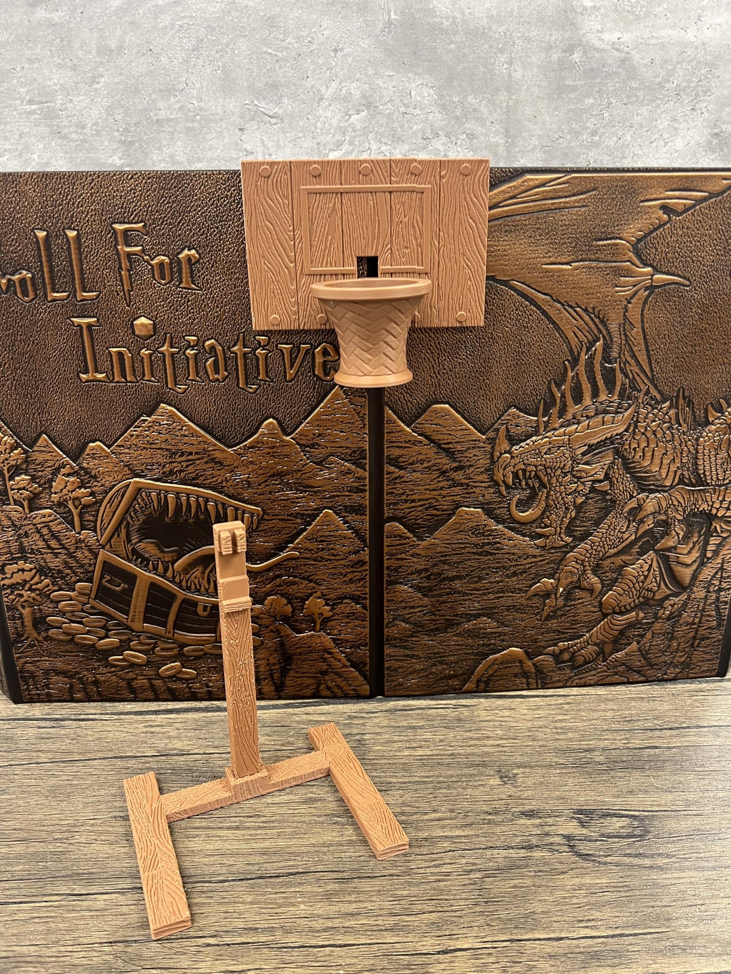 Mini Basketball Dice Tower - (Random 7PCS D20 Dice Set Included) - TTRPG - Dice Roller - Dungeons and Dragons Gift - DND Gift