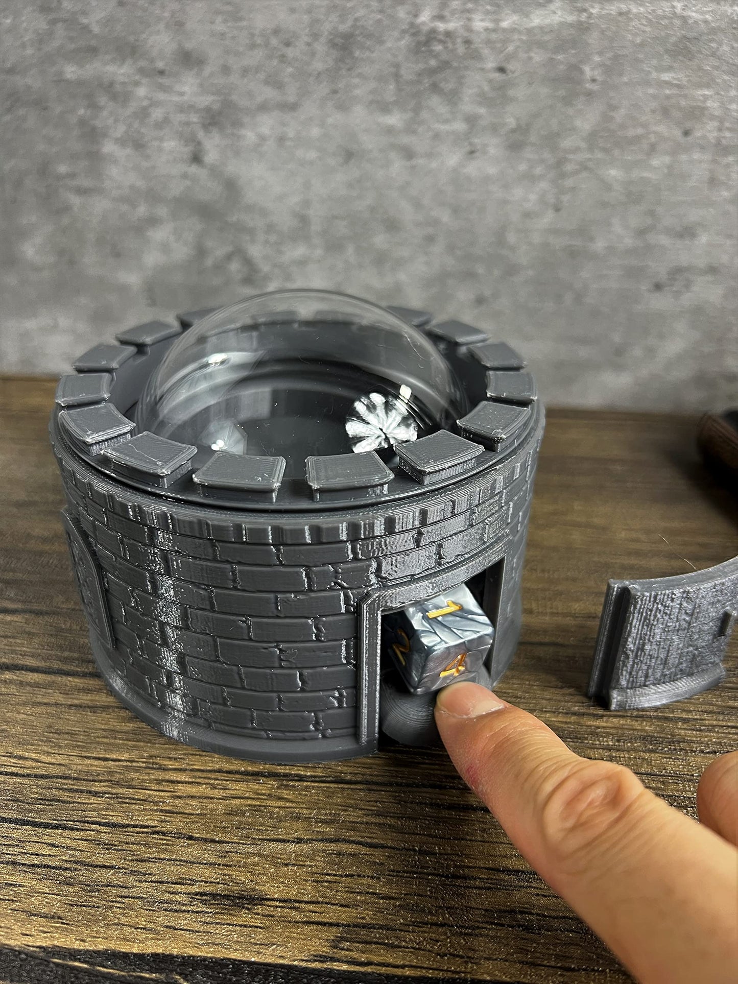 Castle Dice Popper V2 - Dice Jail - for TTRPG & Board Games - (Random 7PCS D20 Dice Set Included) - Dice Roller, Tower, Holder - Dungeons and Dragons, DND