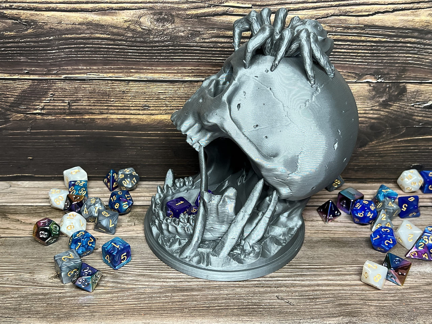 6.5" Skull Dice Tower - Made in USA - (Random 7PCS D20 Dice Set Included) - No Paint Odorless Plastic - Tabletop Roleplaying Game - Dice Roller - DND - D&D