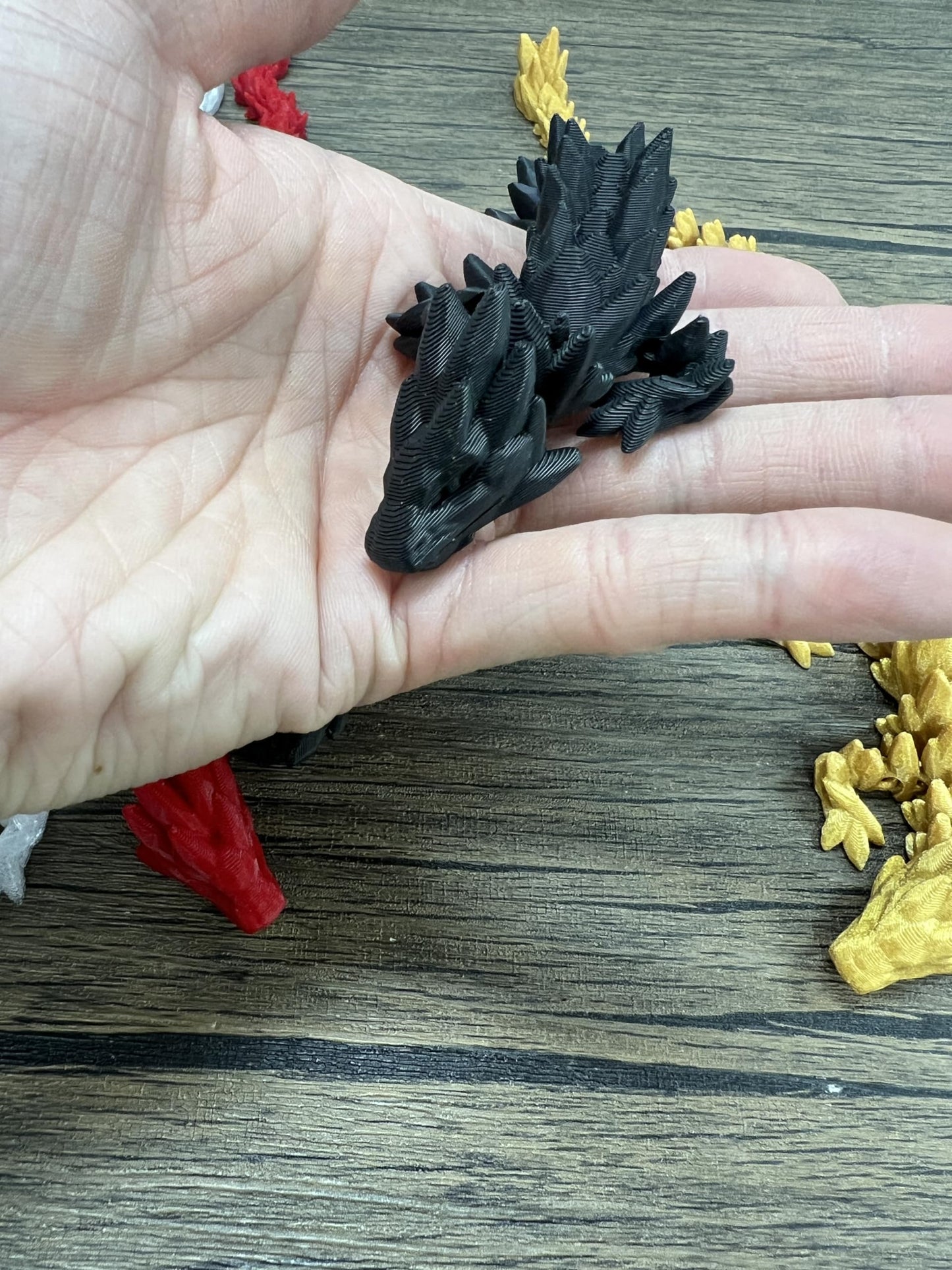 Random Color 4 Pack - Dragon Only - Small 12" Crystal Dragon Fidget Toy - No Surprise Egg - Heavy Duty - 3D Printed Flexible Articulating Plastic Collectible Figurine