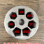 Plastic Bullet Dice 7 Pc D20 Set with Spinning Revolver Cylinder - Fidget Spinner - Cyberpunk Style Dice for Warhammer, DND, Sci-Fi, War, or Crime Theme Tabletop Games