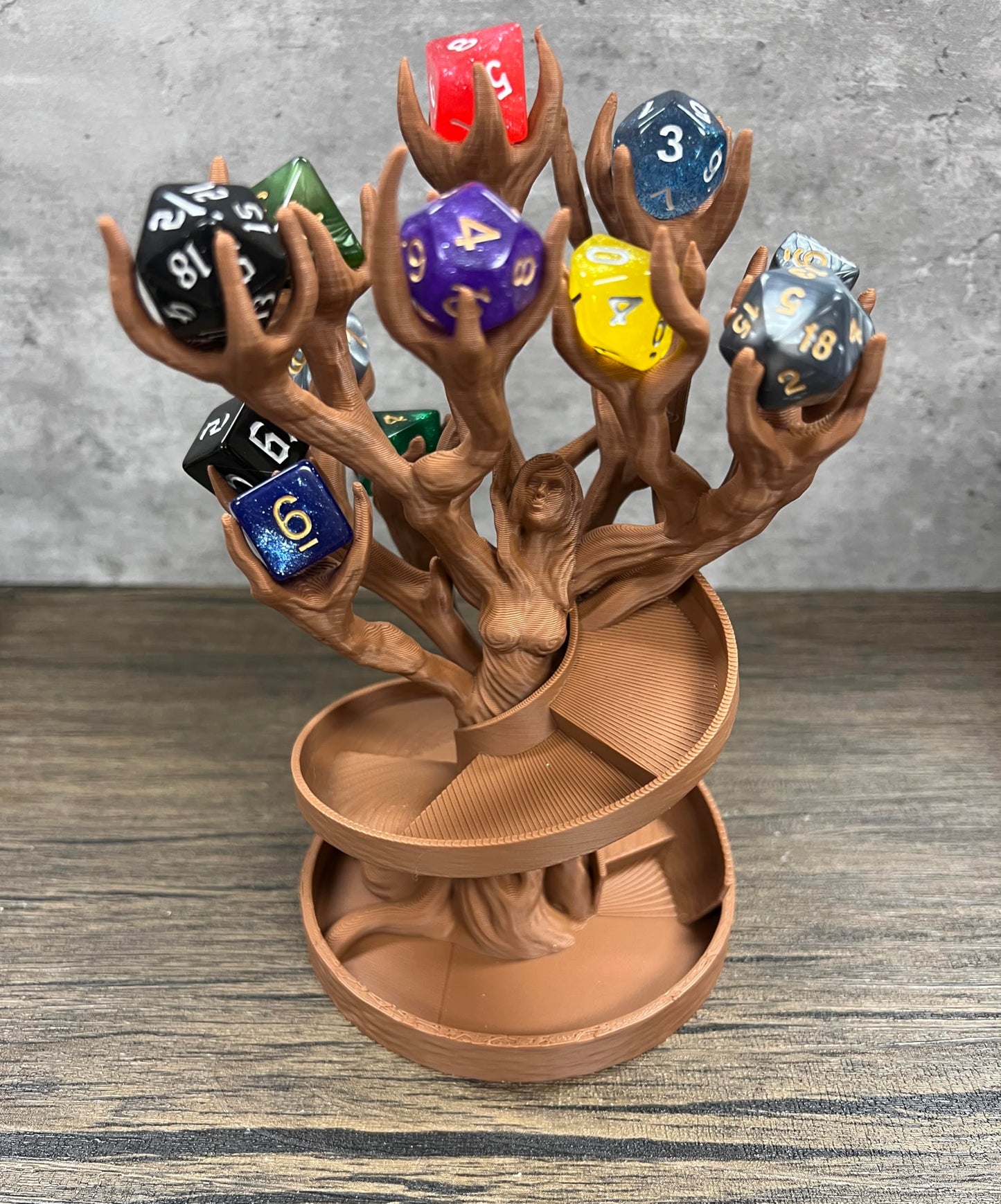 Tree Goddess Dice Tower - (Random 7PCS D20 Dice Set Included) - No Paint Odorless Plastic - Tabletop Roleplaying Game - Dice Roller - Dungeons and Dragons - DND - D&D