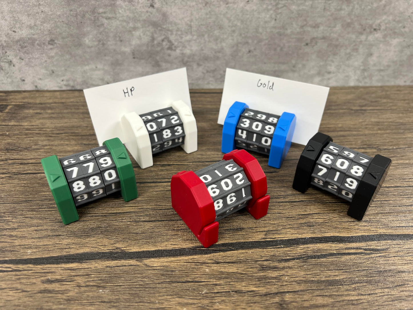 5 Pack Life Counter - HP Tracker with Tracking Card Slot - (Random 7PC D20 Dice Set Included) - MTG - Tabletop RPG - Board Games - DND - Dungeons and Dragons