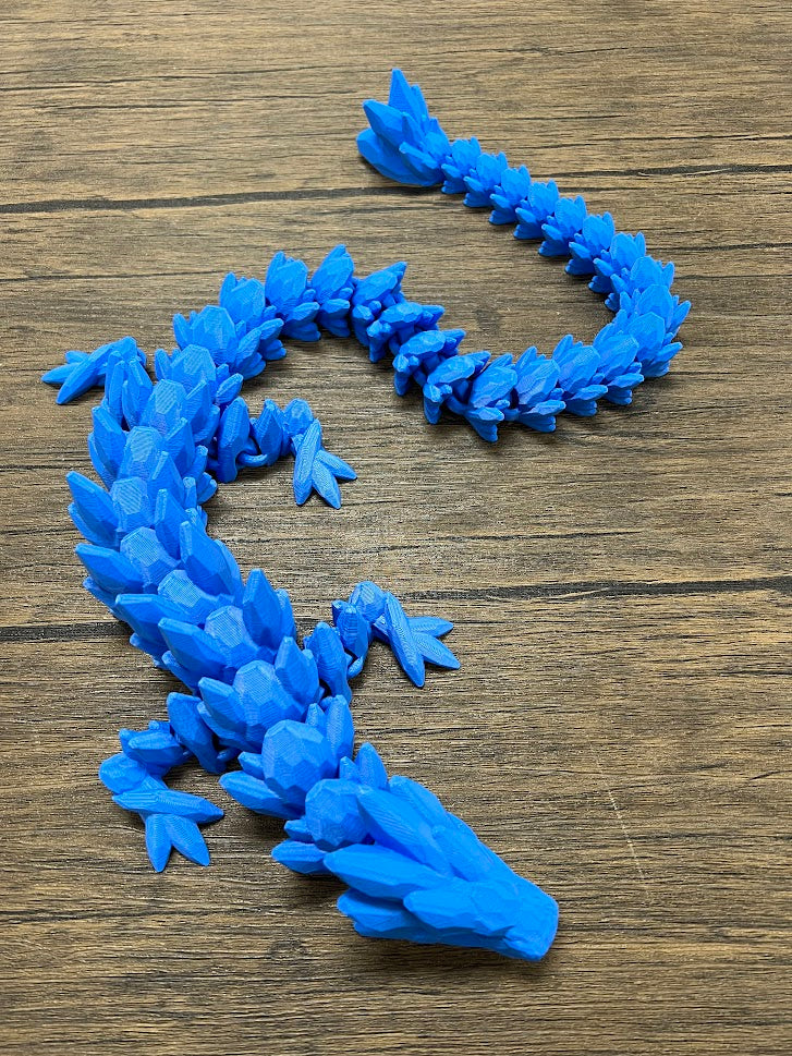 XL 26" Crystal Dragon Fidget Toy - Heavy Duty - 3D Printed Flexible Articulating Dragon Plastic Collectible Figurine - Surprise Egg Compatible