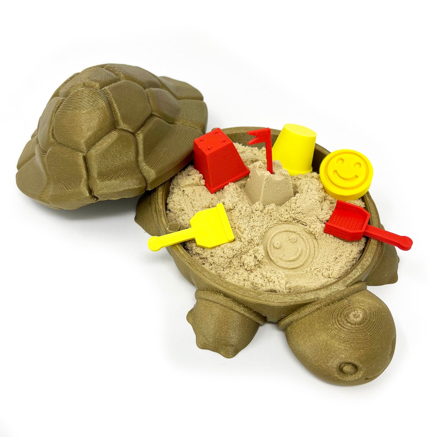 Mini Desktop Turtle Sand Box - 6 x 6 in - Stress Relief - Made in USA - Includes Moldable Play Sand and Mini Tool - Novelty Gift - Desktop Decor - Zen Garden