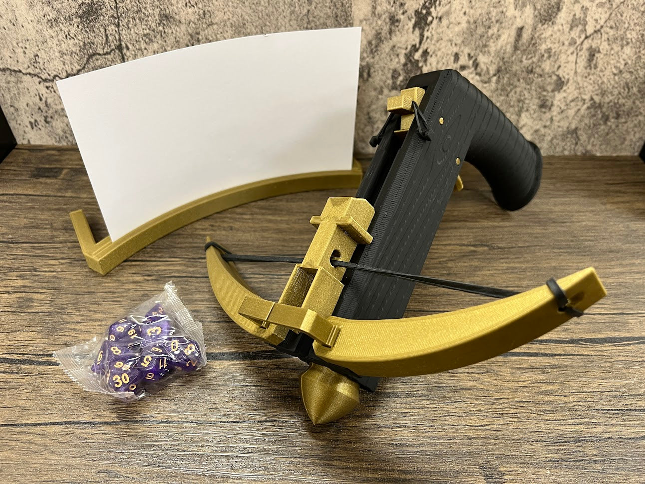 Crossbow Dice Roller - (Dark Brown) - (Random 7PCS D20 Dice Set Included) - Tabletop RPG - Dice Holder - Dice Popper - Dice Tower - Dungeons and Dragons - DND - D&D
