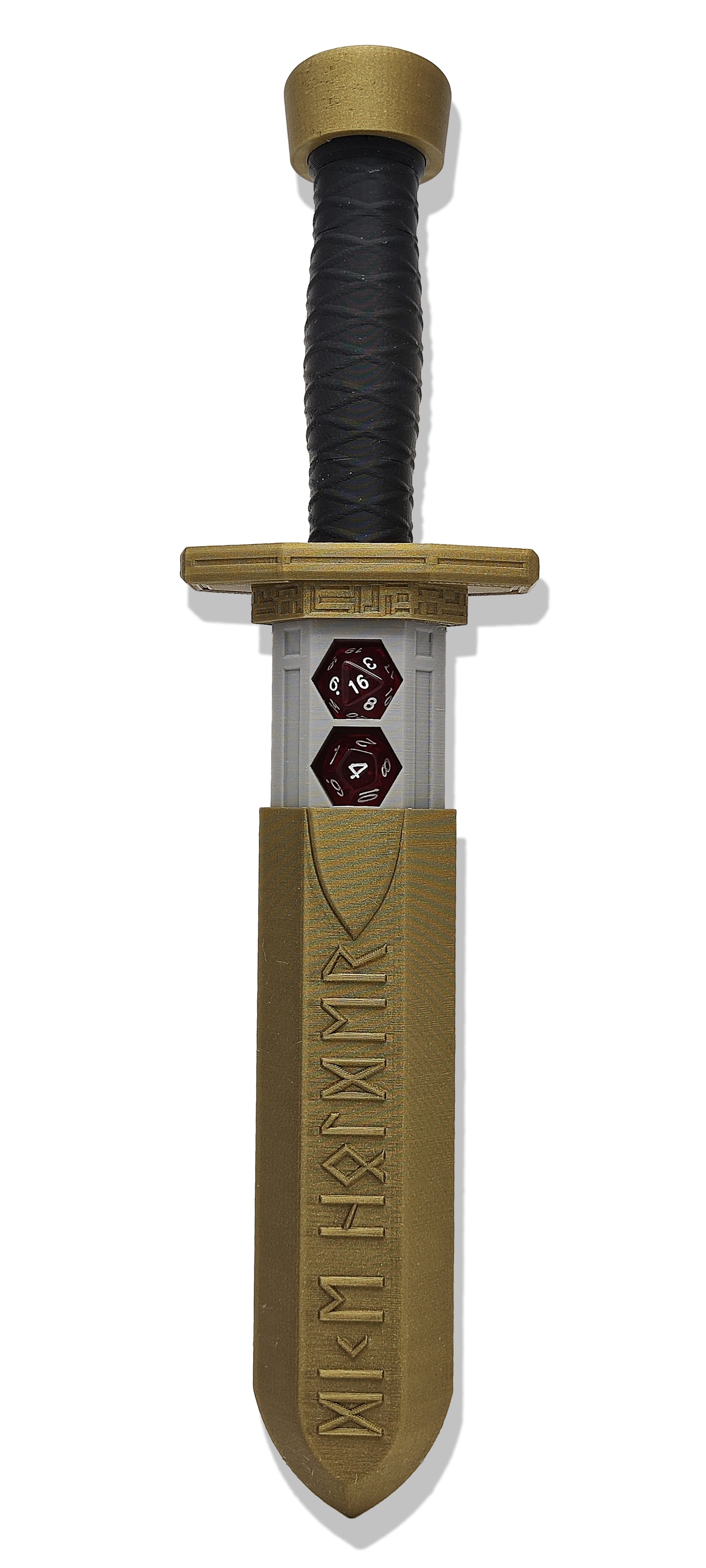 Sword Dagger Dice Holder - (Random 7PCS D20 Dice Set Included) - Custom Polyhedral Dice Storage for Tabletop RPG - Dungeons and Dragons - DND - D&D