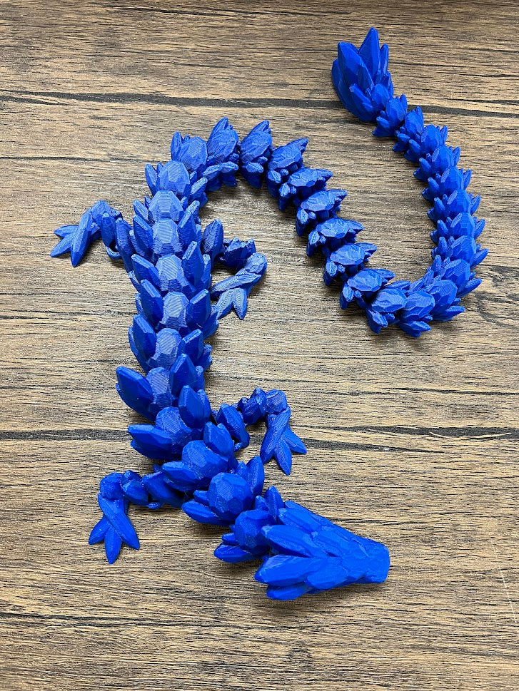 XL 26" Crystal Dragon Fidget Toy - Heavy Duty - 3D Printed Flexible Articulating Dragon Plastic Collectible Figurine - Surprise Egg Compatible