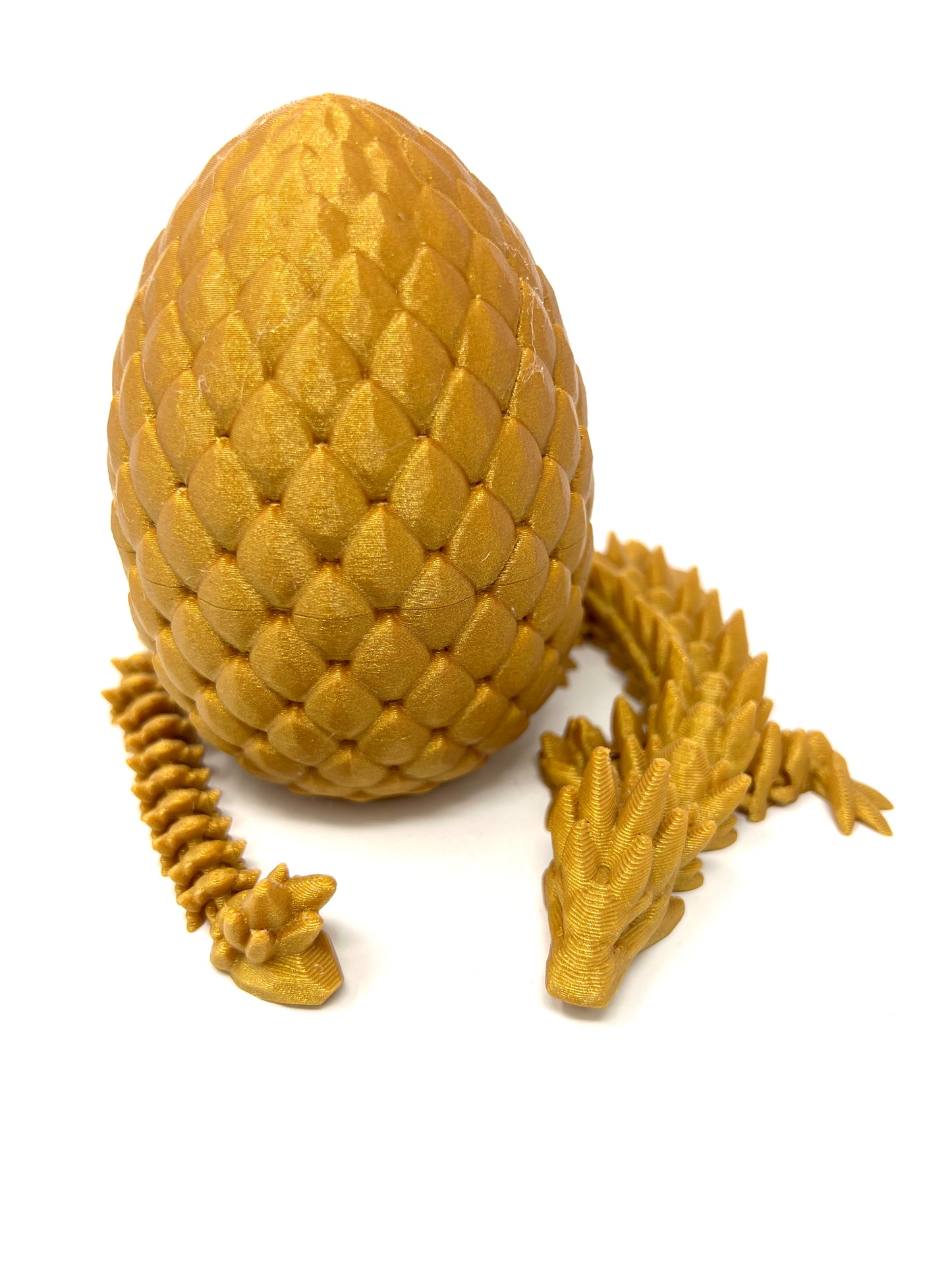 Small 12" Crystal Dragon Fidget Toy with Surprise Egg - Heavy Duty - 3D Printed Flexible Articulating Plastic Collectible Figurine - (Autumn)