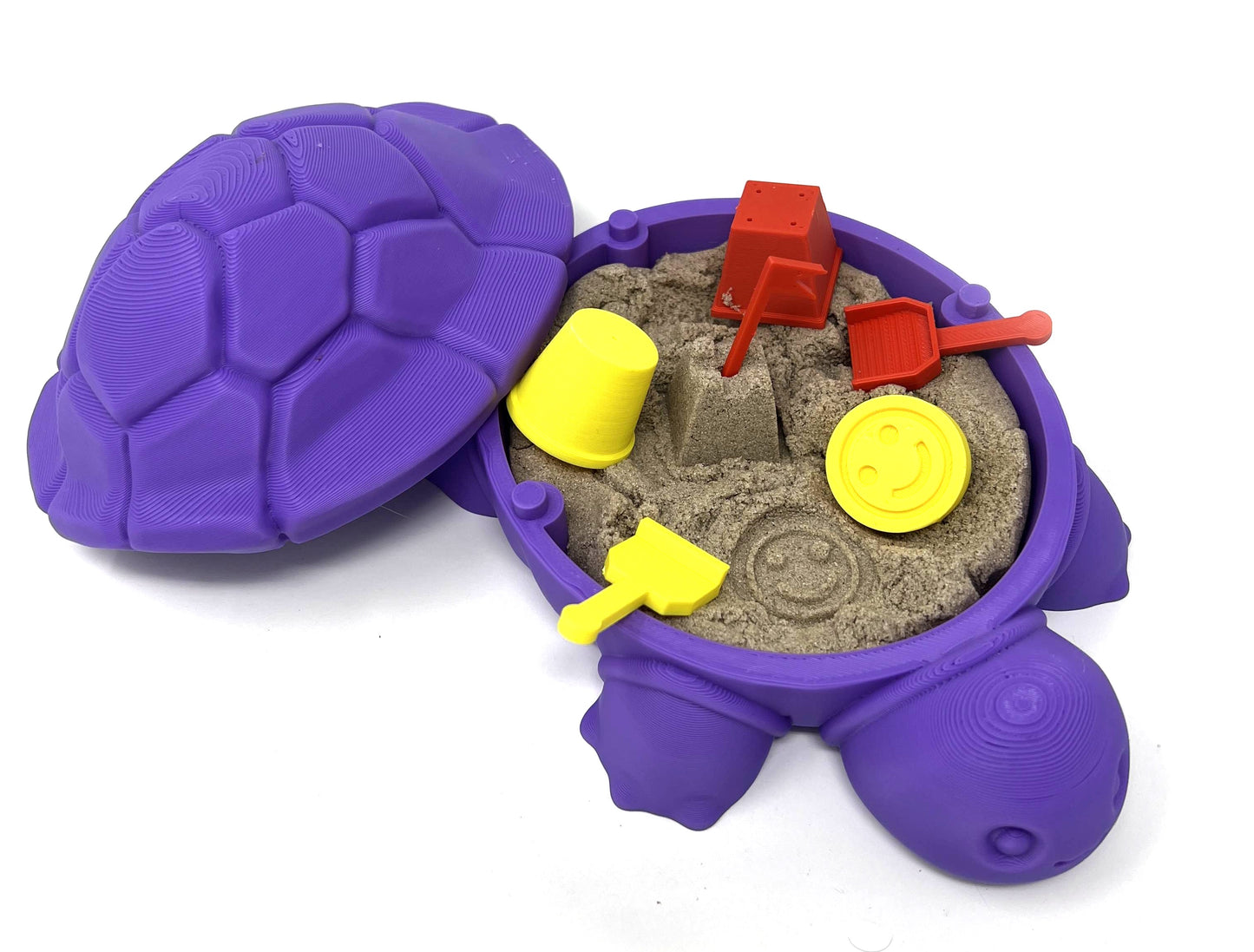 Mini Desktop Turtle Sand Box - 6 x 6 in - Stress Relief - Made in USA - Includes Moldable Play Sand and Mini Tool - Novelty Gift - Desktop Decor - Zen Garden