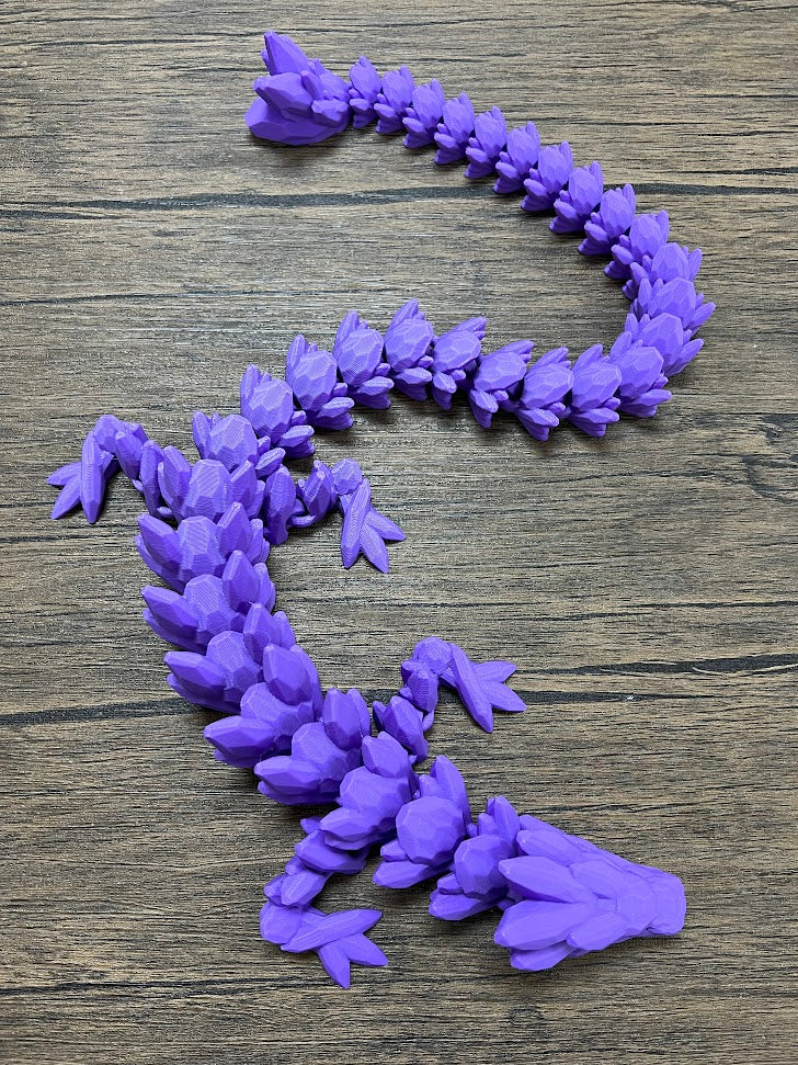 XL 26" Crystal Dragon Fidget Toy - Heavy Duty - 3D Printed Flexible Articulating Dragon Plastic Collectible Figurine - Surprise Egg Compatible