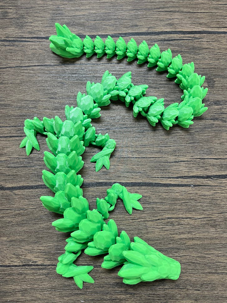 XL 26" Crystal Dragon Fidget Toy - Heavy Duty - 3D Printed Flexible Articulating Dragon Plastic Collectible Figurine - Surprise Egg Compatible