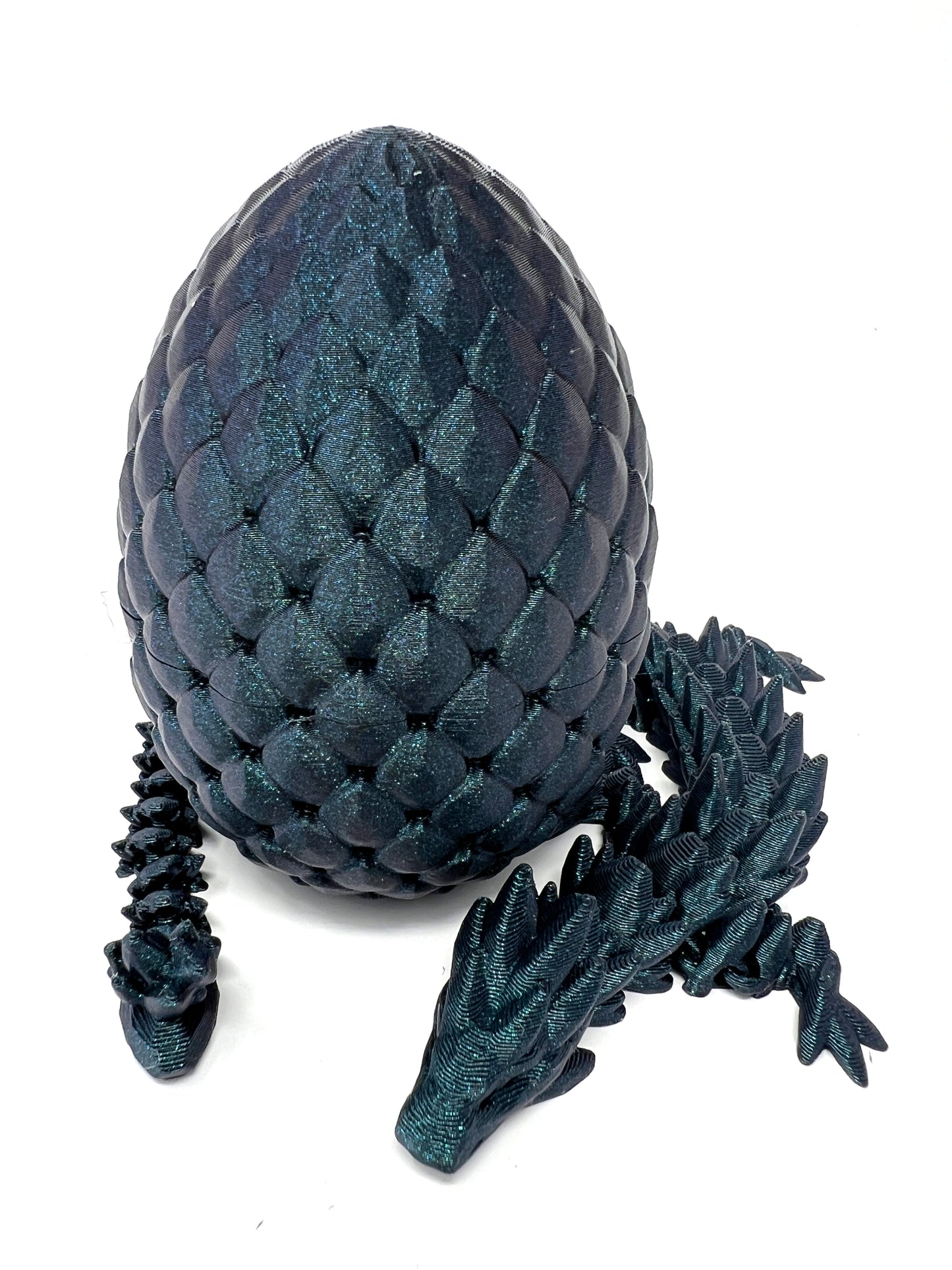 Small 12" Crystal Dragon Fidget Toy with Surprise Egg - Heavy Duty - 3D Printed Flexible Articulating Plastic Collectible Figurine - (Autumn)