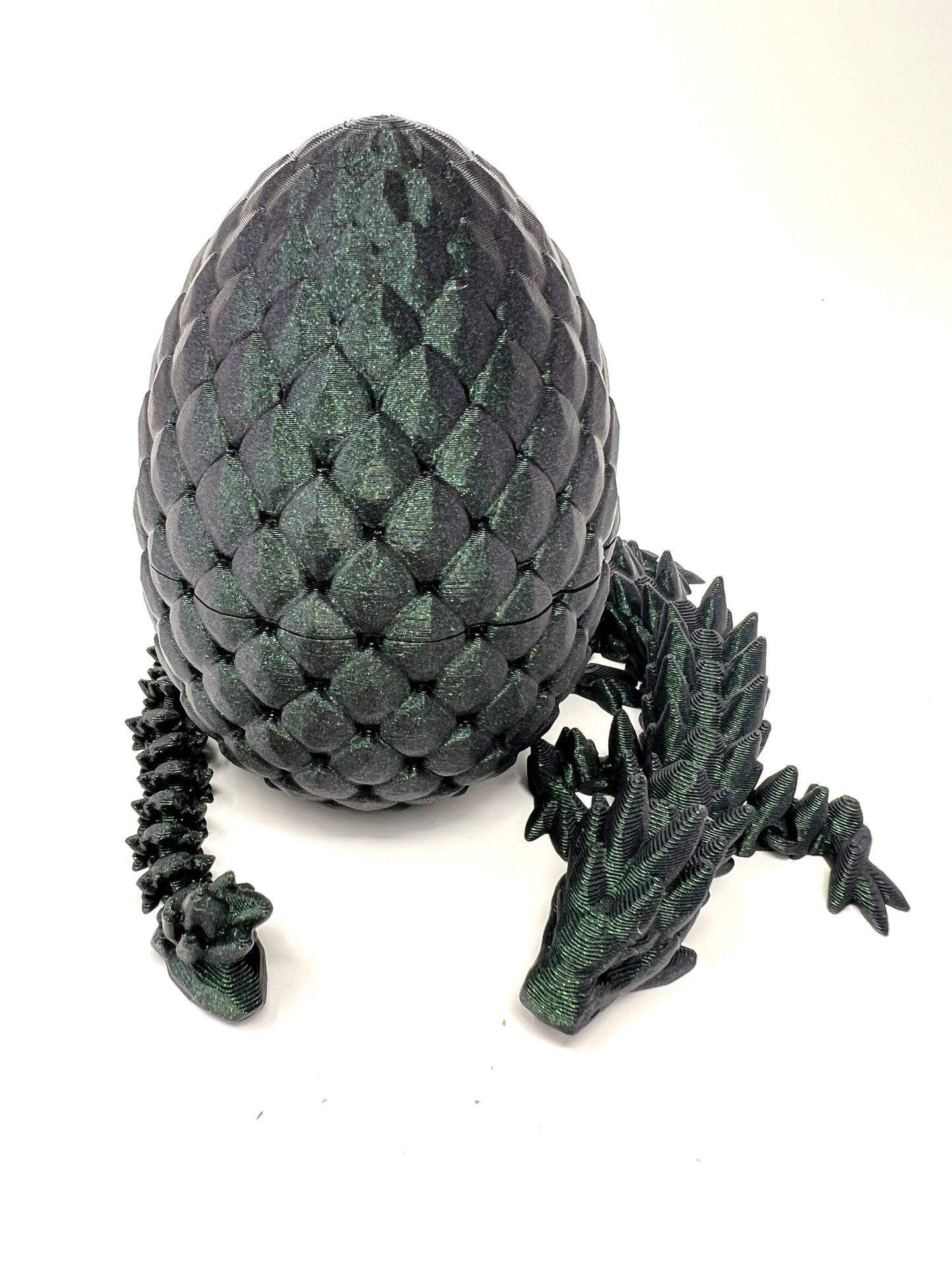 Small 12" Crystal Dragon Fidget Toy with Surprise Egg - Heavy Duty - 3D Printed Flexible Articulating Plastic Collectible Figurine - (Autumn)