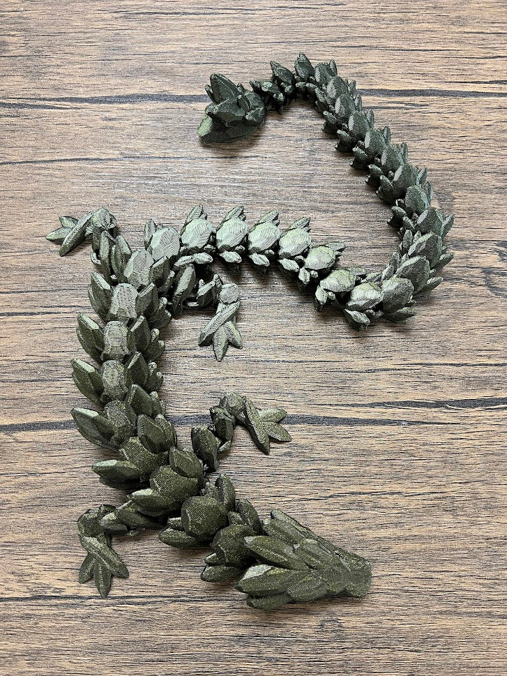XL 26" Crystal Dragon Fidget Toy - Heavy Duty - 3D Printed Flexible Articulating Dragon Plastic Collectible Figurine - Surprise Egg Compatible