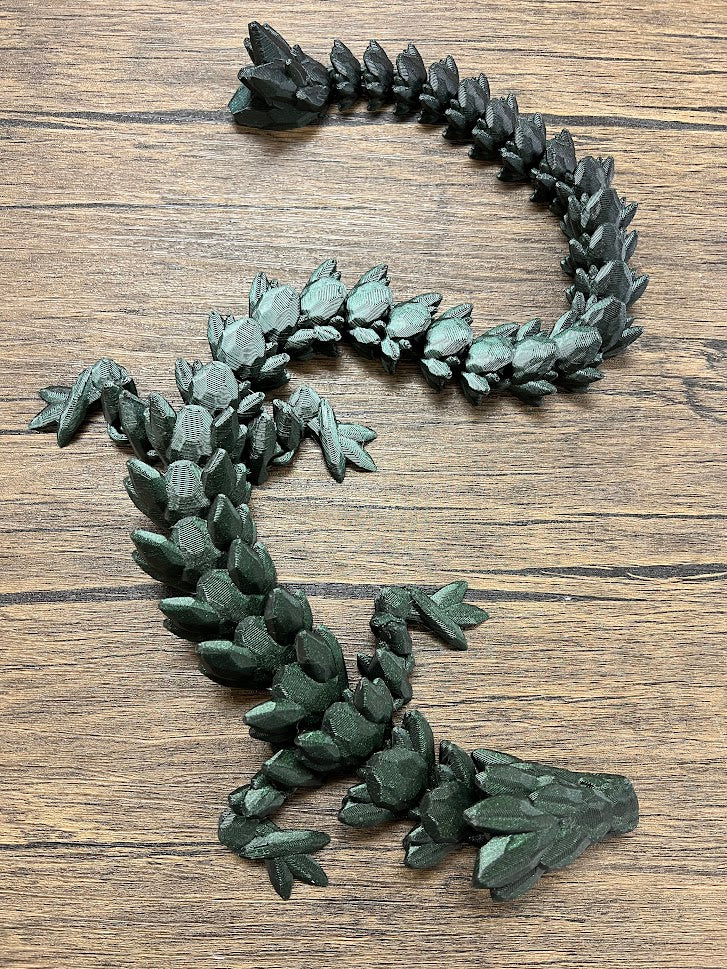 XL 26" Crystal Dragon Fidget Toy - Heavy Duty - 3D Printed Flexible Articulating Dragon Plastic Collectible Figurine - Surprise Egg Compatible