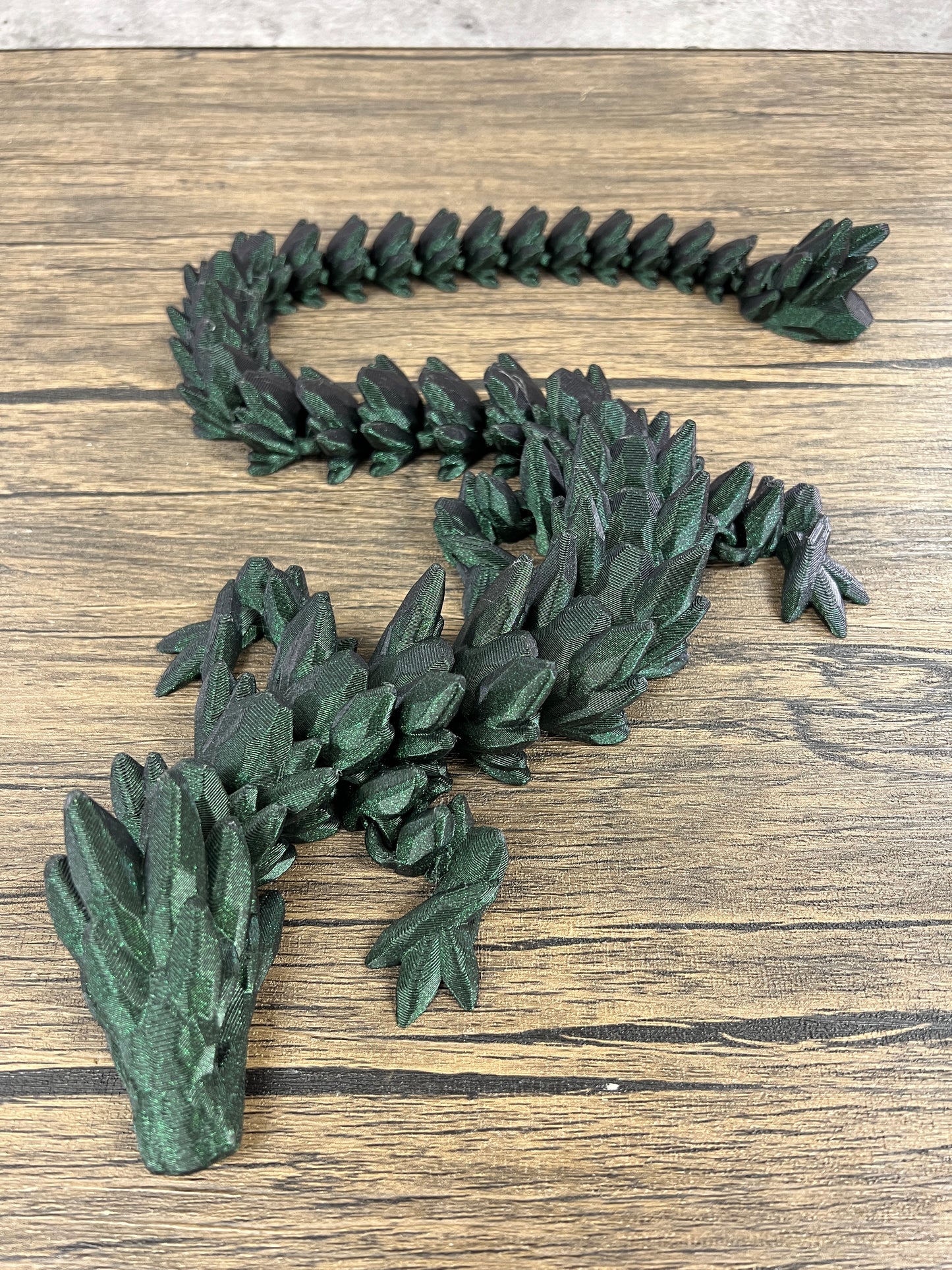 XL 26" Crystal Dragon Fidget Toy - Heavy Duty - 3D Printed Flexible Articulating Dragon Plastic Collectible Figurine - Surprise Egg Compatible