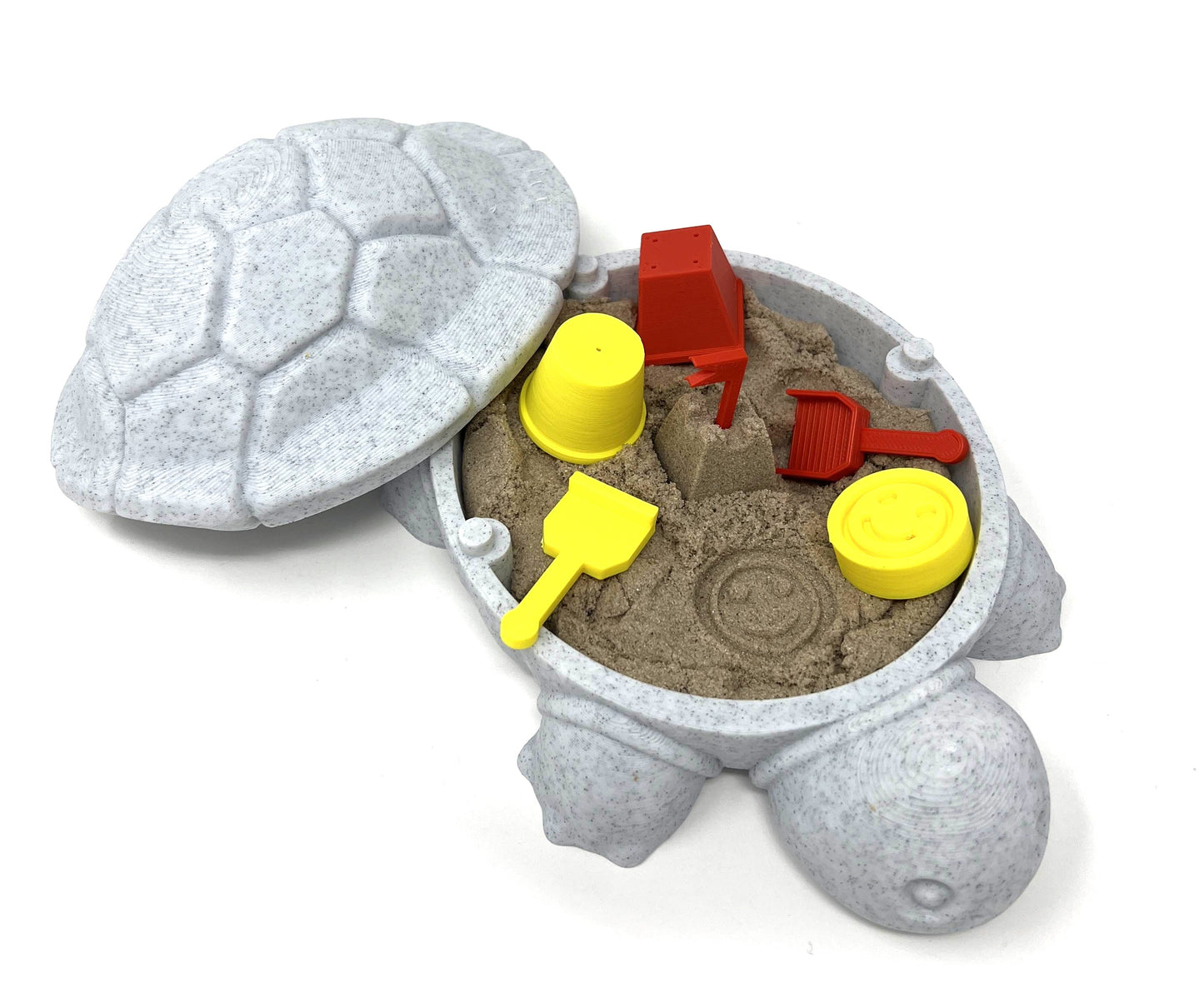 Mini Desktop Turtle Sand Box - 6 x 6 in - Stress Relief - Made in USA - Includes Moldable Play Sand and Mini Tool - Novelty Gift - Desktop Decor - Zen Garden
