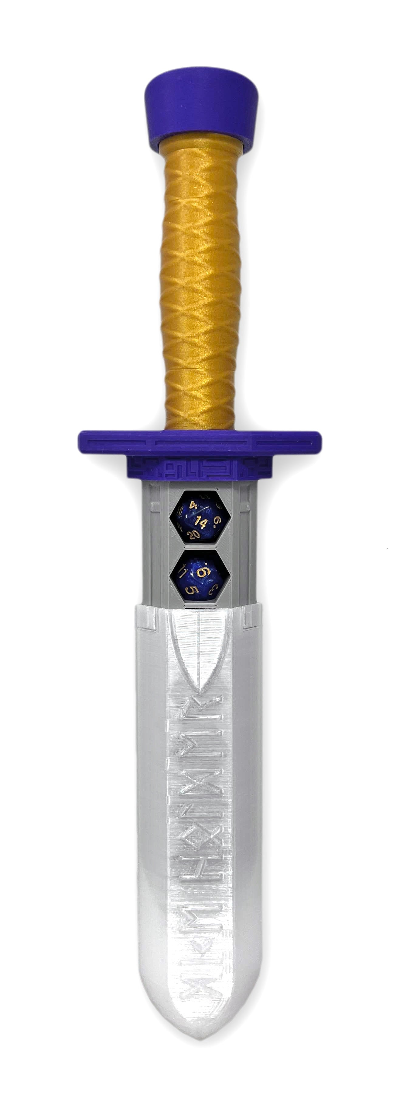 Sword Dagger Dice Holder - (Random 7PCS D20 Dice Set Included) - Custom Polyhedral Dice Storage for Tabletop RPG - Dungeons and Dragons - DND - D&D