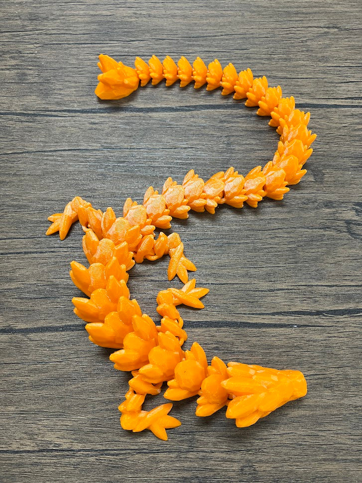 XL 26" Crystal Dragon Fidget Toy - Heavy Duty - 3D Printed Flexible Articulating Dragon Plastic Collectible Figurine - Surprise Egg Compatible