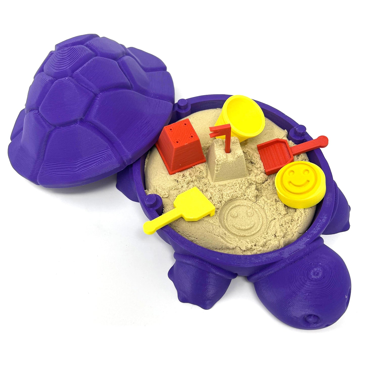 Mini Desktop Turtle Sand Box - 6 x 6 in - Stress Relief - Made in USA - Includes Moldable Play Sand and Mini Tool - Novelty Gift - Desktop Decor - Zen Garden