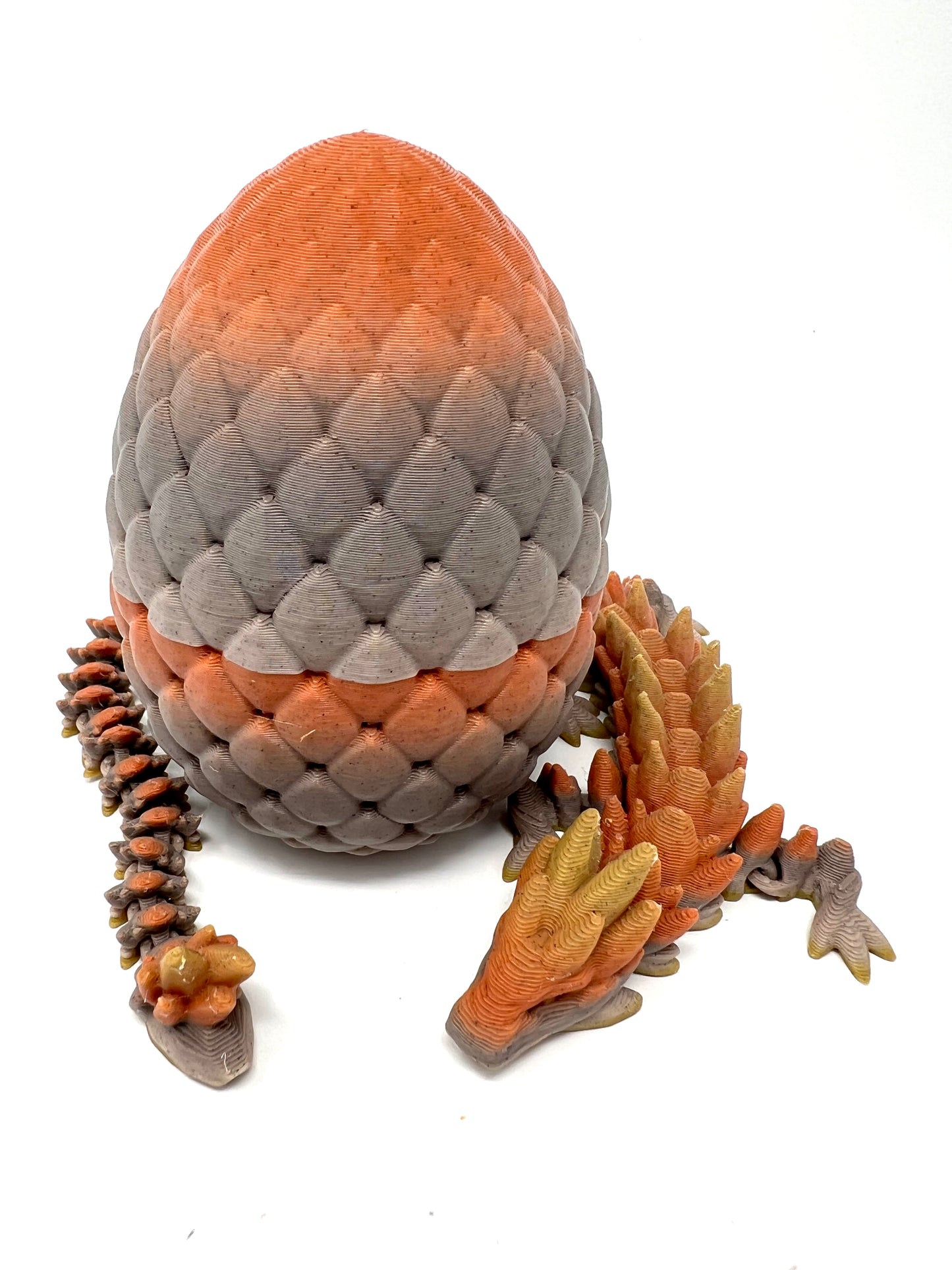 Small 12" Crystal Dragon Fidget Toy with Surprise Egg - Heavy Duty - 3D Printed Flexible Articulating Plastic Collectible Figurine - (Autumn)