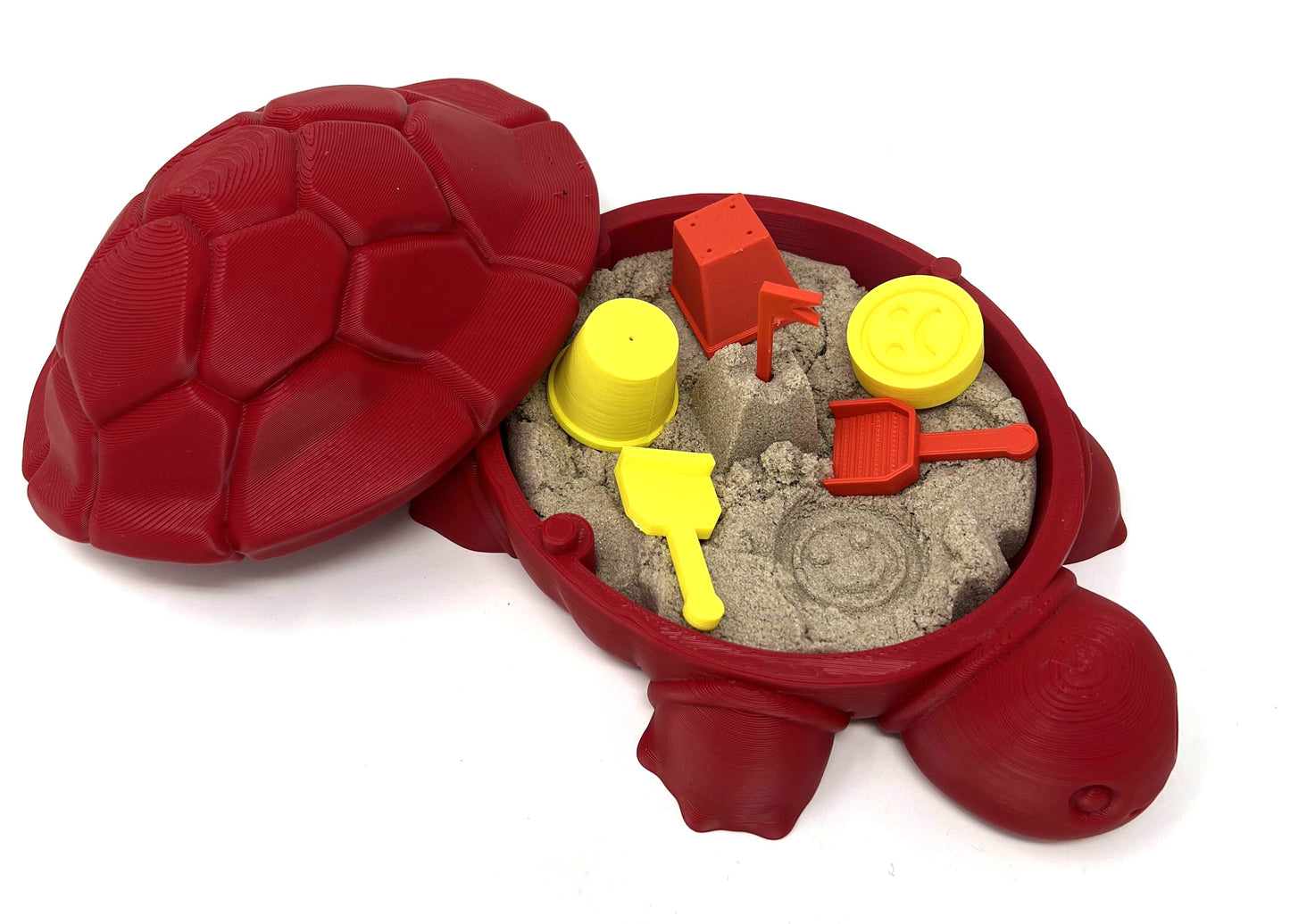 Mini Desktop Turtle Sand Box - 6 x 6 in - Stress Relief - Made in USA - Includes Moldable Play Sand and Mini Tool - Novelty Gift - Desktop Decor - Zen Garden