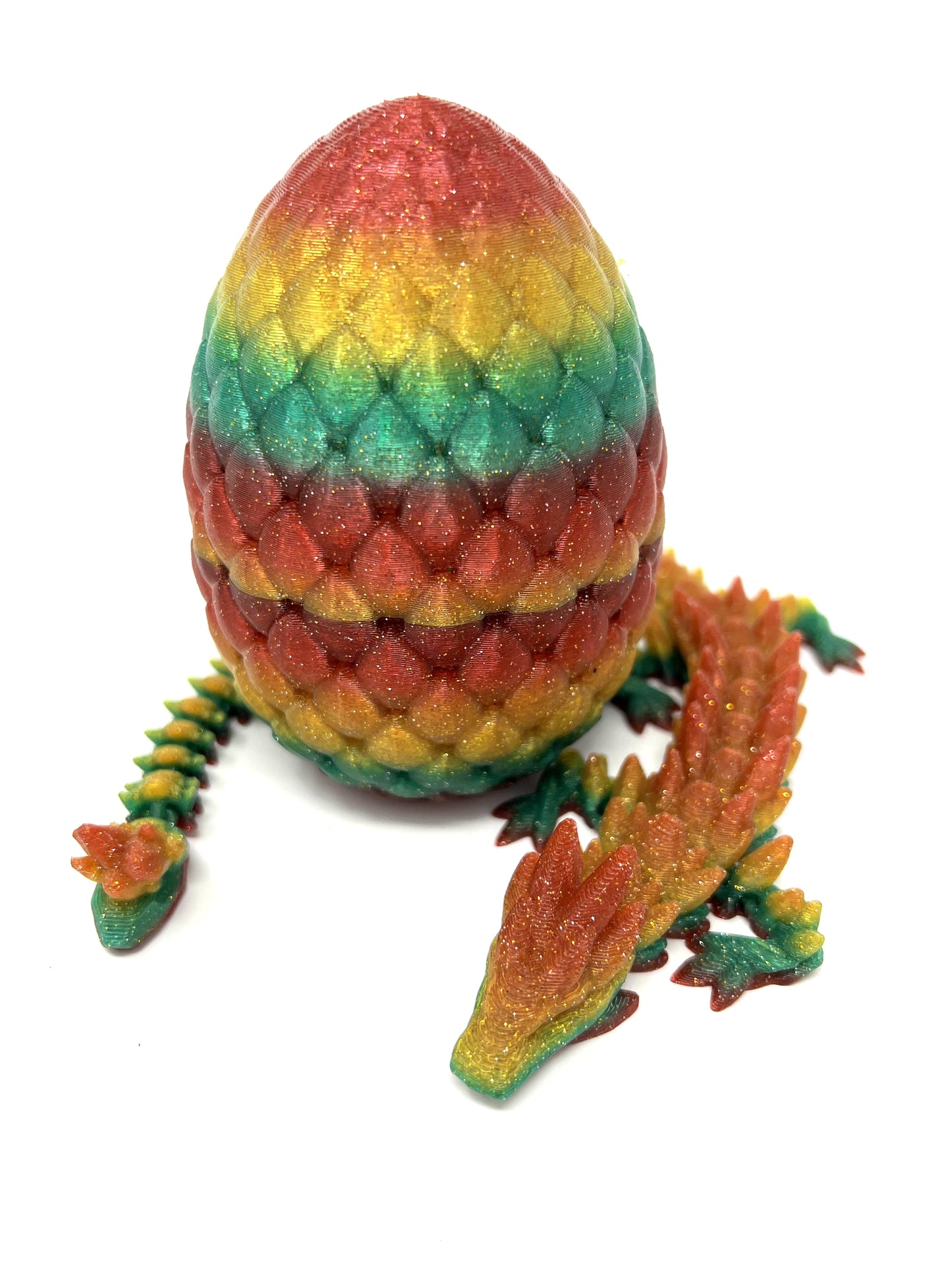 Small 12" Crystal Dragon Fidget Toy with Surprise Egg - Heavy Duty - 3D Printed Flexible Articulating Plastic Collectible Figurine - (Autumn)