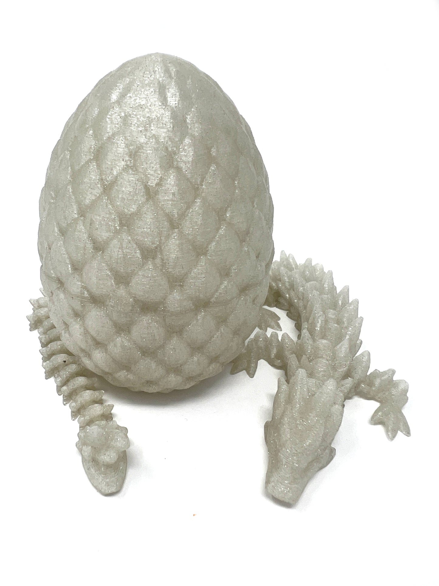 Small 12" Crystal Dragon Fidget Toy with Surprise Egg - Heavy Duty - 3D Printed Flexible Articulating Plastic Collectible Figurine - (Autumn)