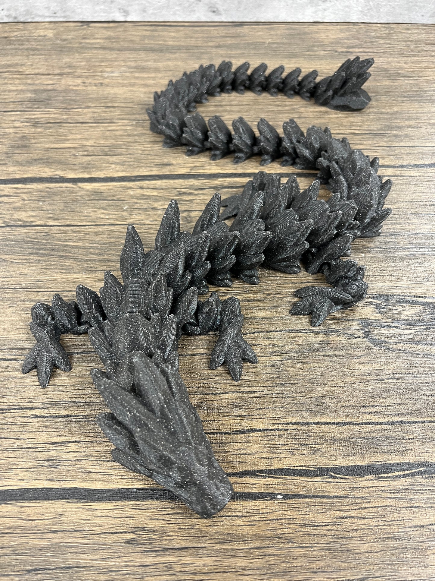 XL 26" Crystal Dragon Fidget Toy - Heavy Duty - 3D Printed Flexible Articulating Dragon Plastic Collectible Figurine - Surprise Egg Compatible