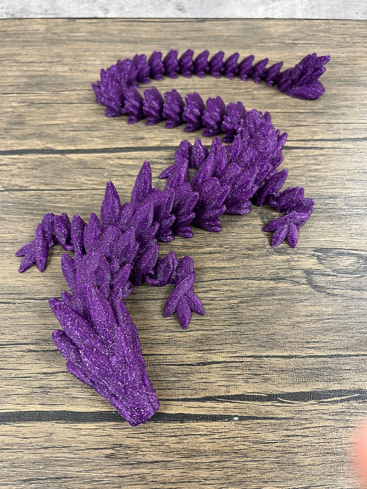 XL 26" Crystal Dragon Fidget Toy - Heavy Duty - 3D Printed Flexible Articulating Dragon Plastic Collectible Figurine - Surprise Egg Compatible