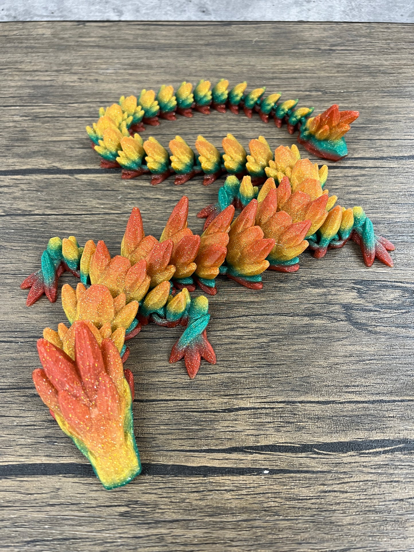 XL 26" Crystal Dragon Fidget Toy - Heavy Duty - 3D Printed Flexible Articulating Dragon Plastic Collectible Figurine - Surprise Egg Compatible