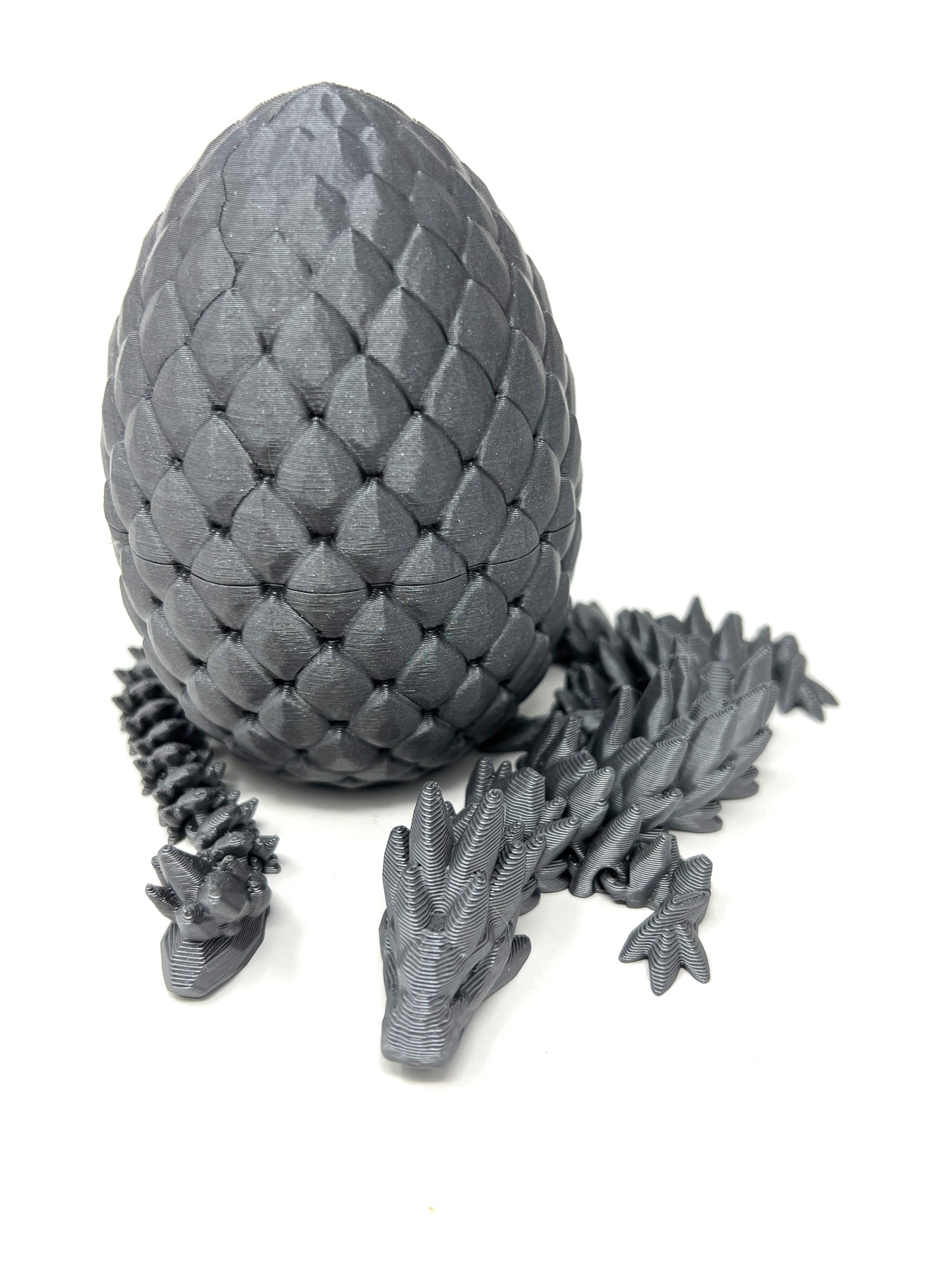 Small 12" Crystal Dragon Fidget Toy with Surprise Egg - Heavy Duty - 3D Printed Flexible Articulating Plastic Collectible Figurine - (Autumn)